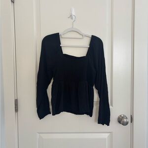 Old Navy Black Long Sleeve Babydoll Blouse